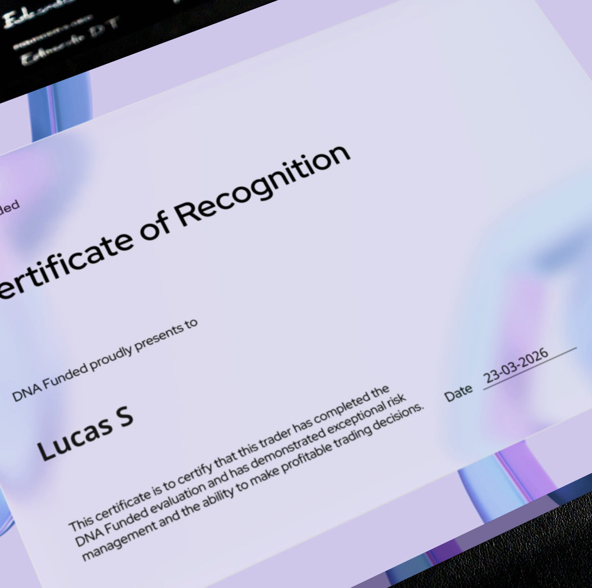 DNA Funded Plaque. The Consistent Trader Has the Proof