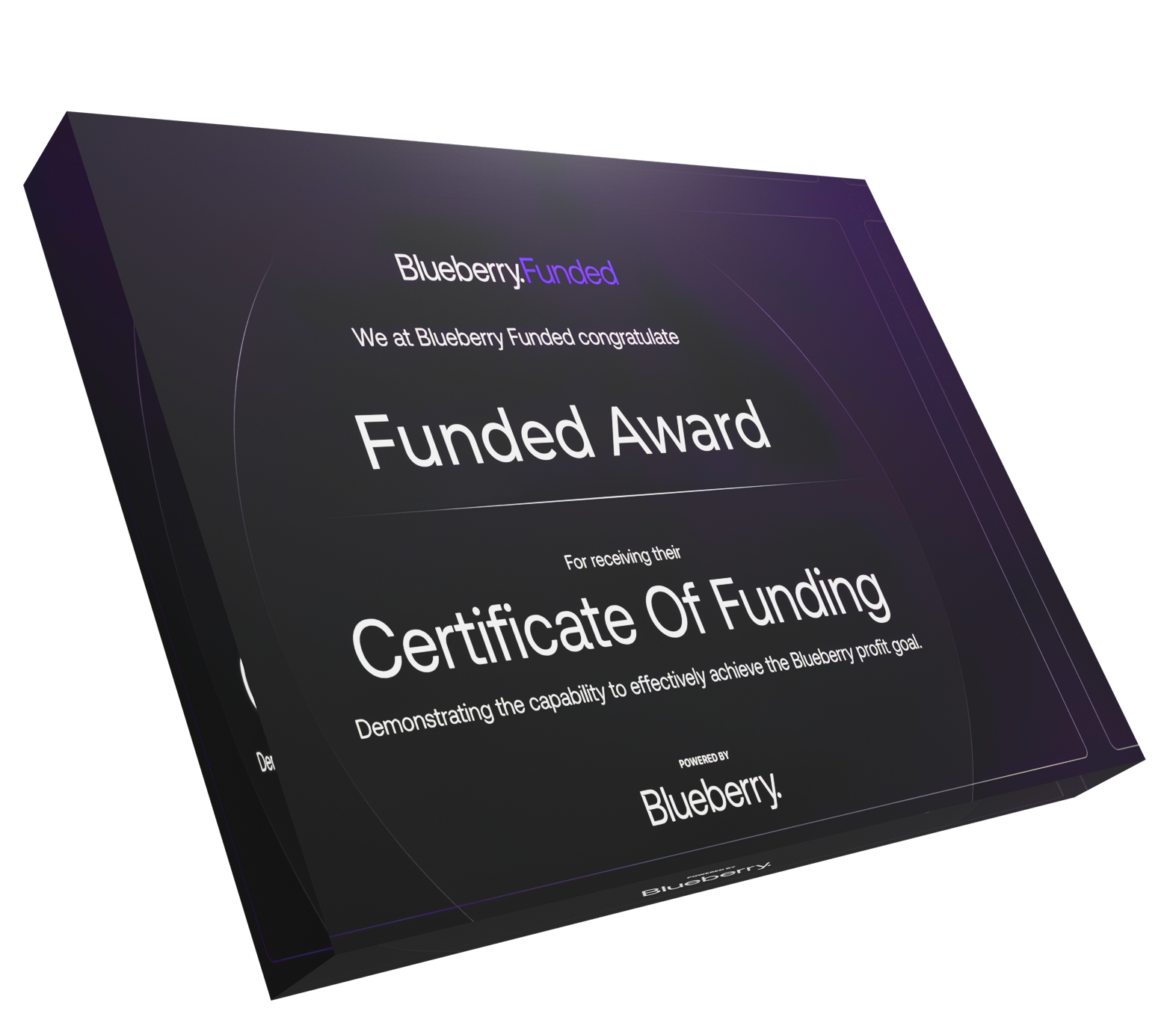 Funded Award plaque from Blueberry Funded on a white background