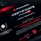 Titan Capital Prop Firm Certificate of Achievement on a dark background