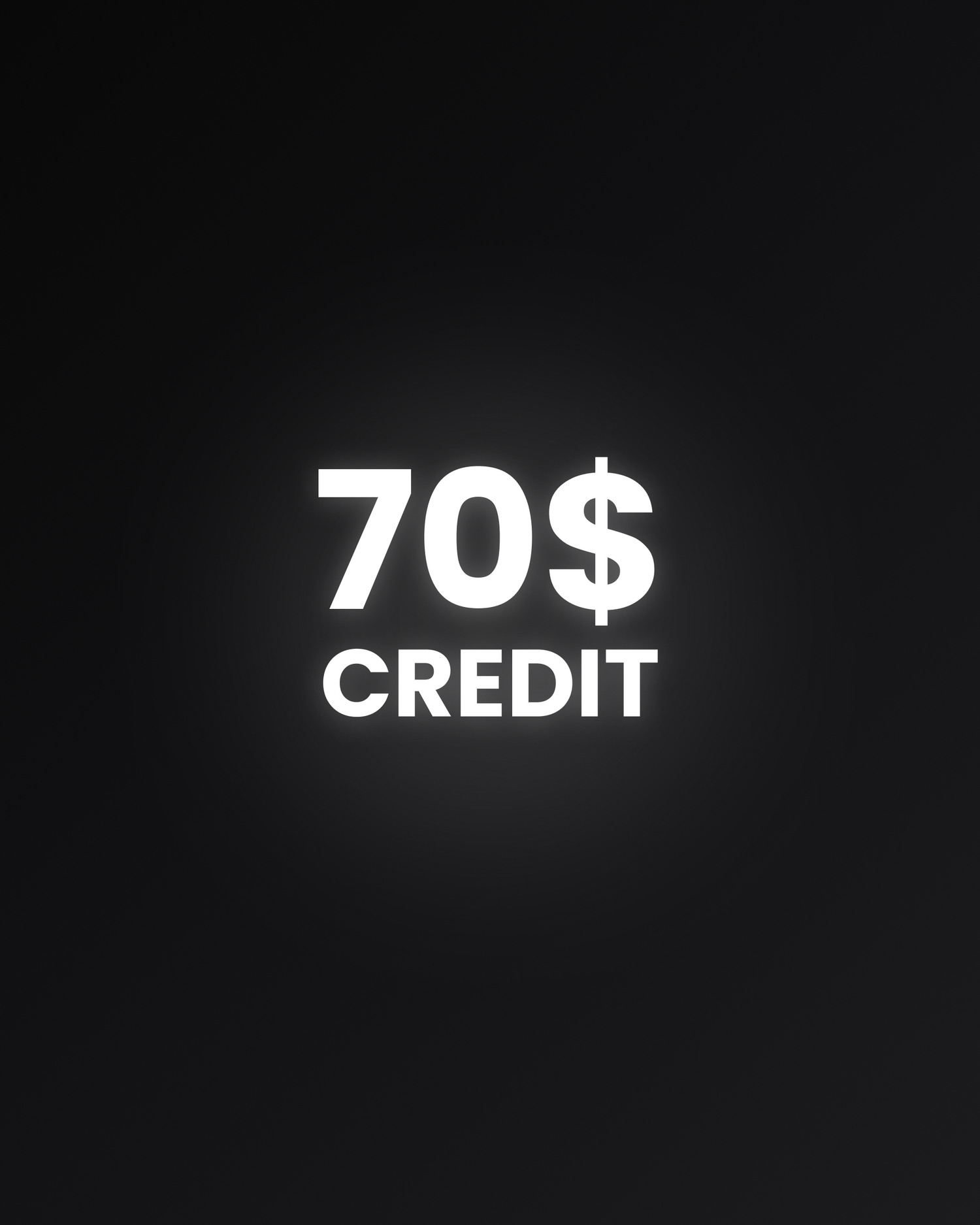 Text '70$ CREDIT fro a funded account' on a black background