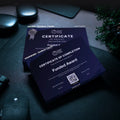 Funded Award size guide for GFF funded trader certificate plaques, comparing AWARD and miniAWARD frame dimensions